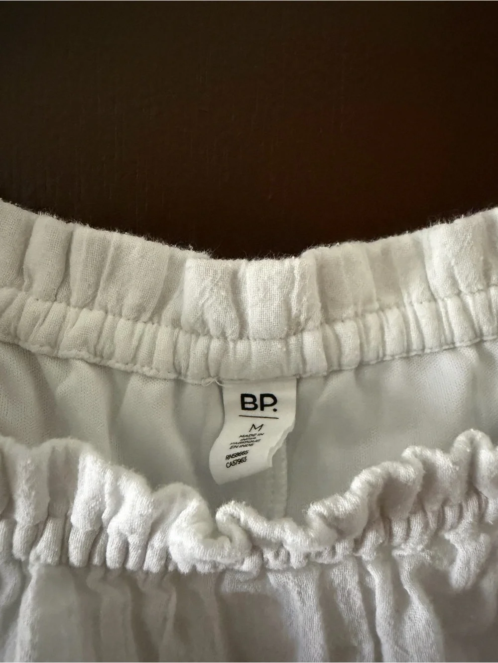 bp White Puff-Sleeve Smocked Waist Dress for Kids